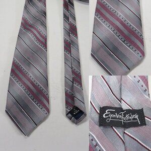 Vintage Gray & Burgundy Egon Von Furstenberg Polyester 5% silk Men's Necktie